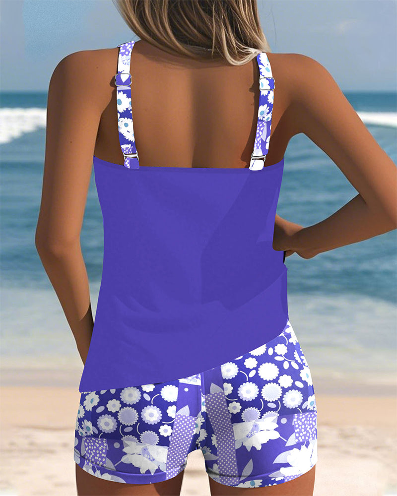 Maëlle | Sporty Floral Print Tankini