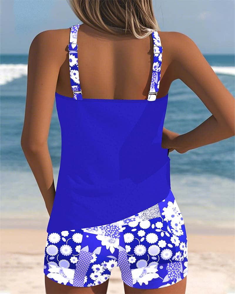 Maëlle | Sporty Floral Print Tankini