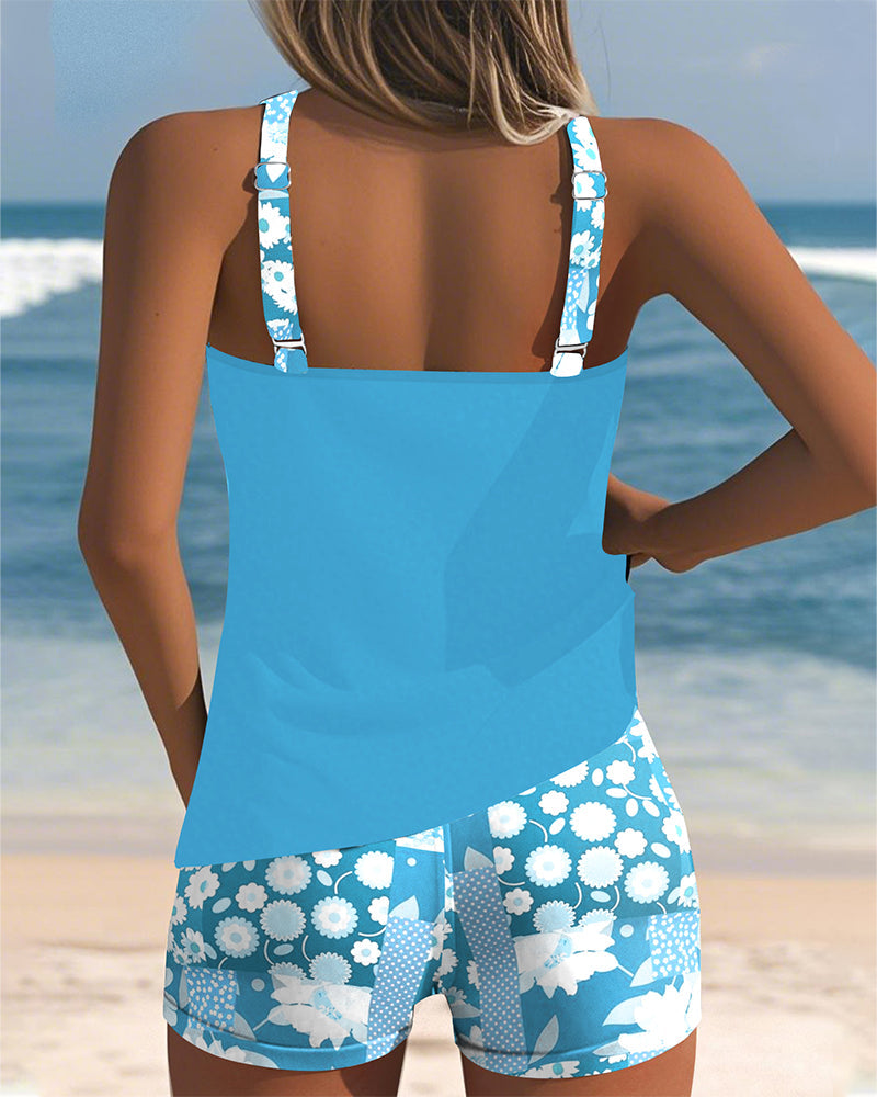 Maëlle | Sporty Floral Print Tankini
