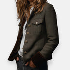 Darmae™ – Elegant tweed jacket with velvet details