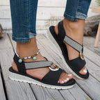 Simone | Flat Sandals with Metal Buckle Detail