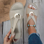Simone | Flat Sandals with Metal Buckle Detail
