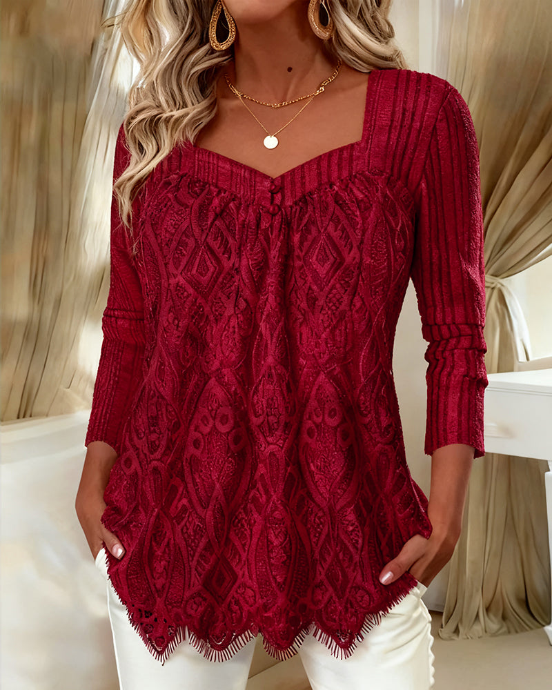 Square Neck Lace Underarm Top