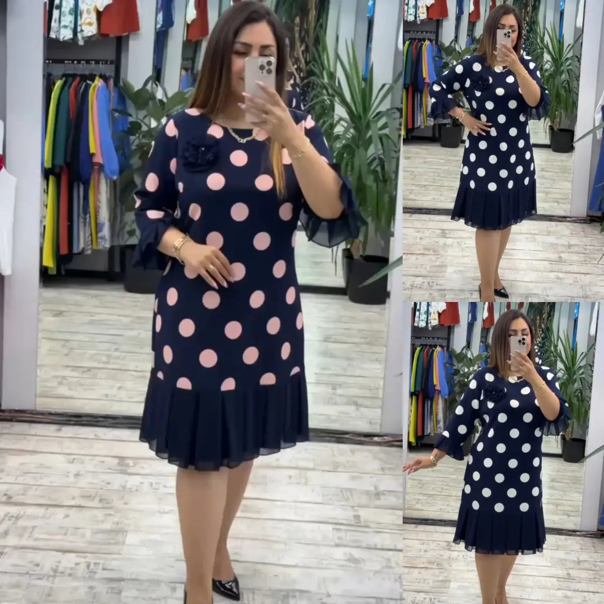 Jessica | Pleated Polka Dot Dress