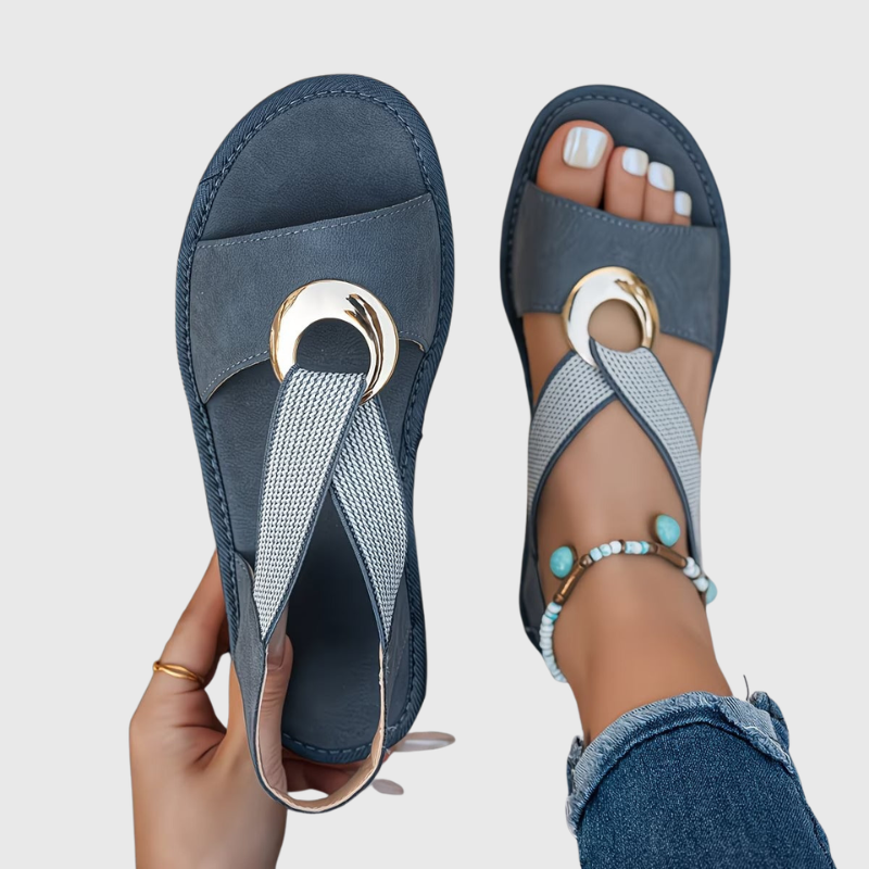 Simone | Flat Sandals with Metal Buckle Detail