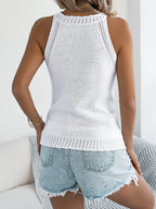 LARISSA | Openwork Sleeveless Knit Tank
