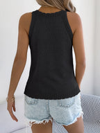 LARISSA | Openwork Sleeveless Knit Tank
