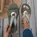 Simone | Flat Sandals with Metal Buckle Detail
